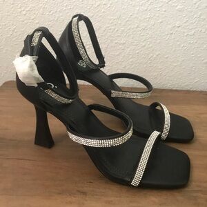 NEW BP. Black Rhinestone Strappy High Heels 8